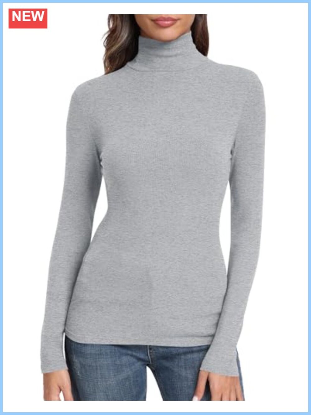 Ribbed Knit Turtleneck Long Sleeve Slim Fit Thermal Top